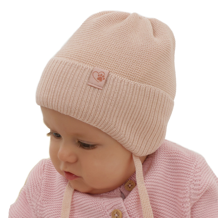 Pige vinterhue, morel, med bindebånd, med merinould, Dari