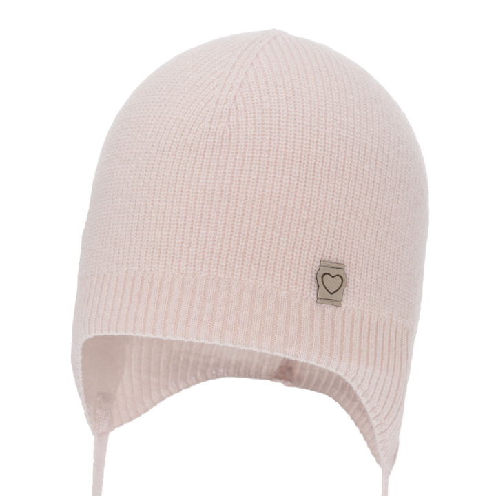 Pige efterår/forår hue, lyserød, med merinould og kashmir, med bindebånd, Orida