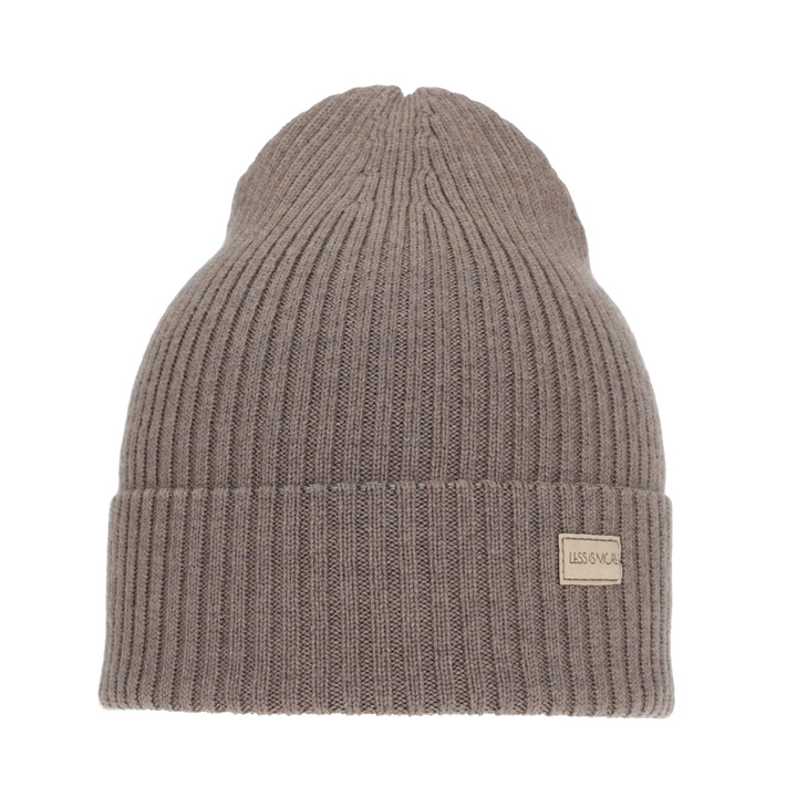 Dame vinterhue, mørk beige, med merinould, Sophie