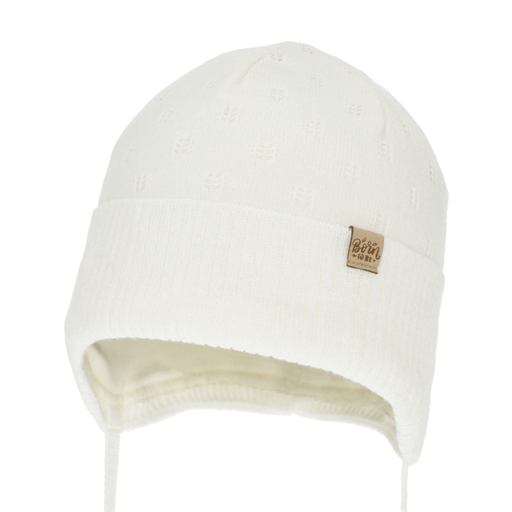 Pige efterår/forår hue, cremehvid, med bindebånd, Froya