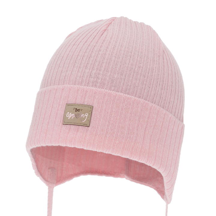 Pige efterår/forår hue, lyserød, med bindebånd, med bomuld, Tindra