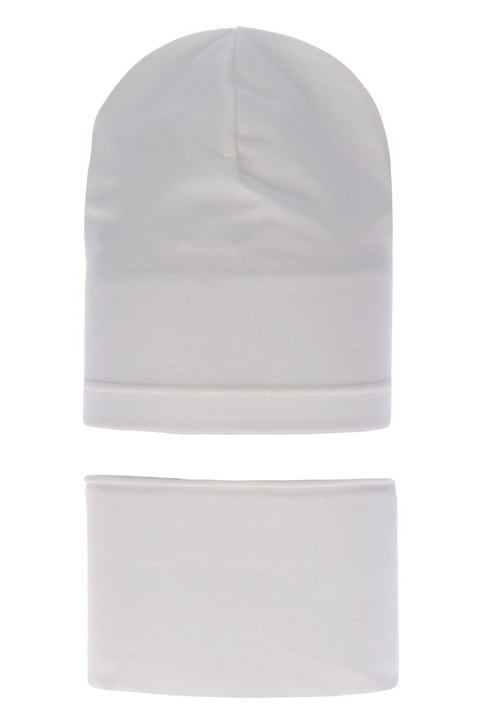 Pige efterår/forår sæt: hue og halsvarmer, cremefarvet, bomuld, Hazelka