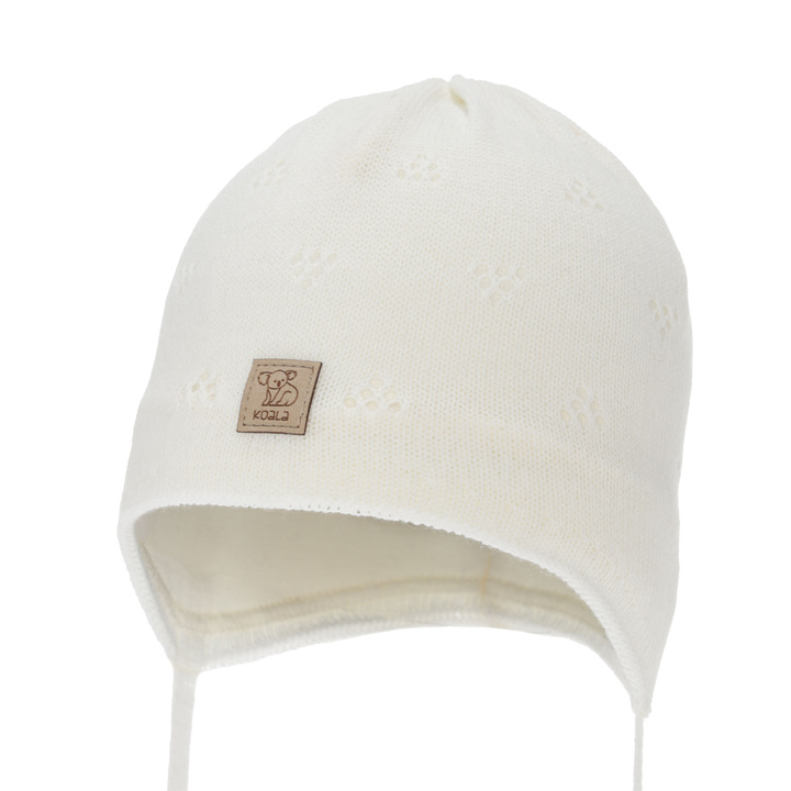 Dreng efterår/forår hue, beige, med bindebånd, Slate