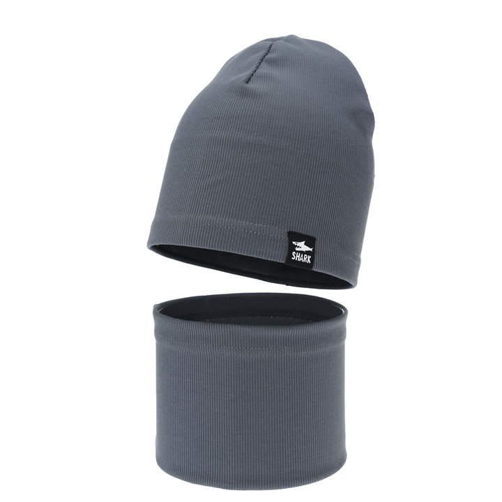 Dreng efterår/forår sæt: hue og halsvarmer, grå, Rumel