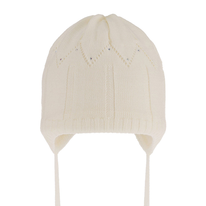 Pige efterår/forår hue, cremefarvet, med bindebånd, Mercja