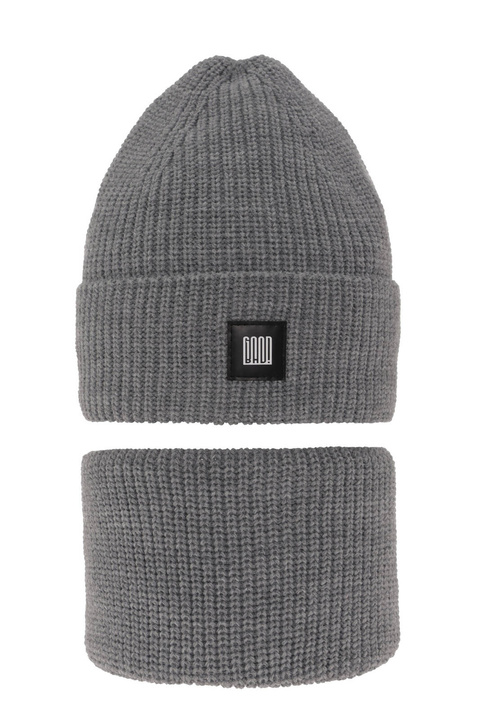 Dreng vintersæt: hue og halsrør, lysegrå, Amadeo