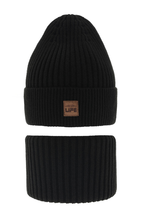 Dreng vintersæt: hue og halsvarmer, sort, Basilio