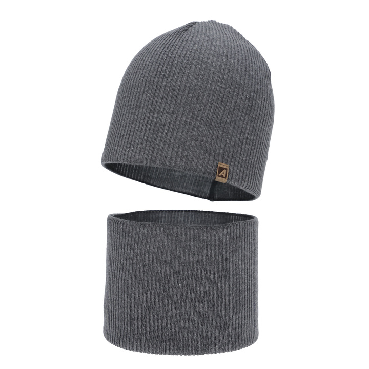 Dreng efterår/forår sæt: hue og halsvarmer, med bomuld, grå, Lucer