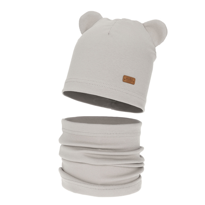 Pige efterår/forår sæt: hue og halsvarmer, bomuld, beige Georgea