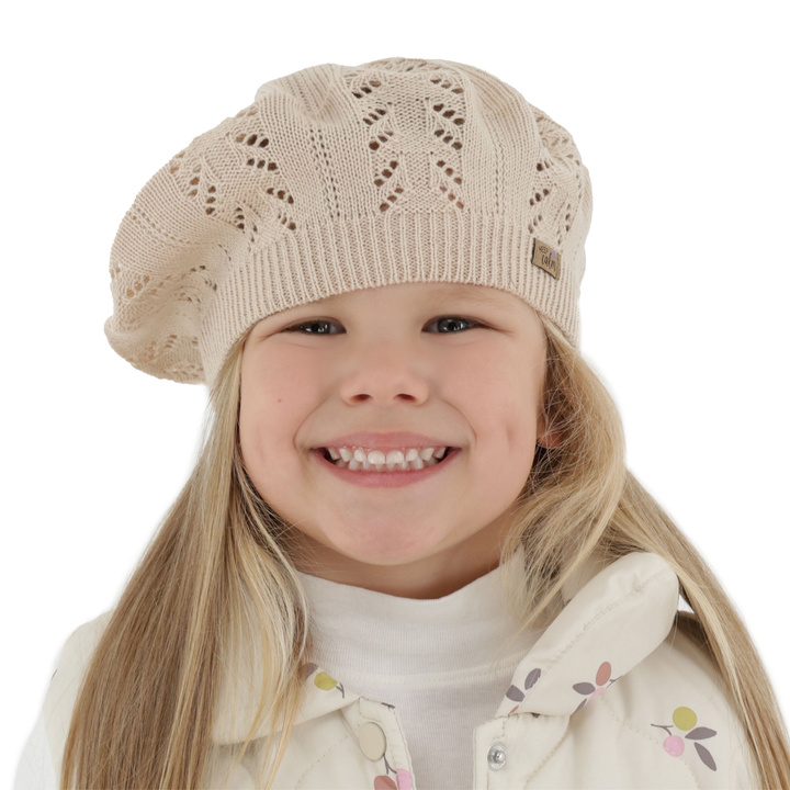 Pige efterår/forår beret, beige, Kevira
