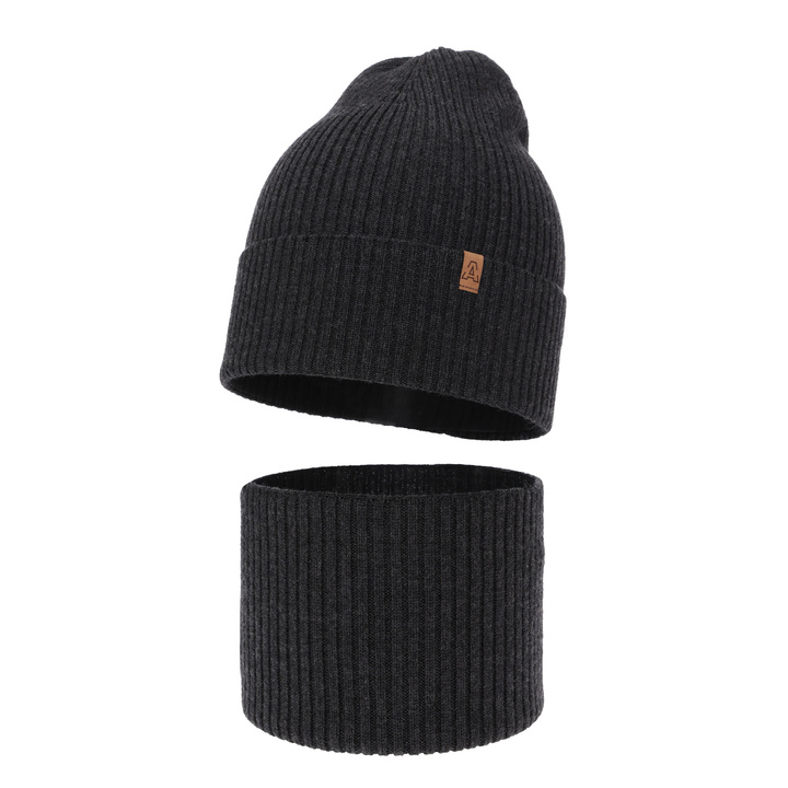 Dreng efterår/forår sæt, mørkegrå, 100% merinould, Lemas