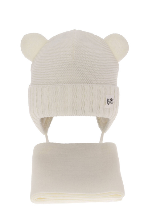 Dreng vintersæt: hue og tørklæde, cremefarvet, Luciano