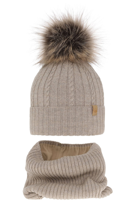 Pige vintersæt, beige, med merinould, Mirabel