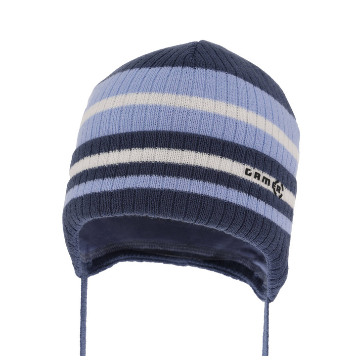 Dreng efterår/forår hue, mørkeblå, med bindebånd, Oleander