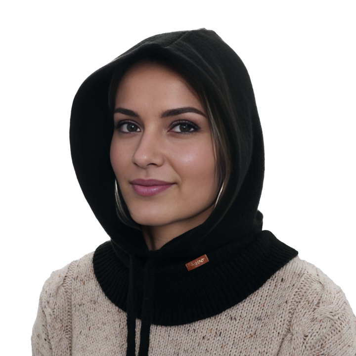 Dame vinter balaclava, sort, med merinould, Elizabeth