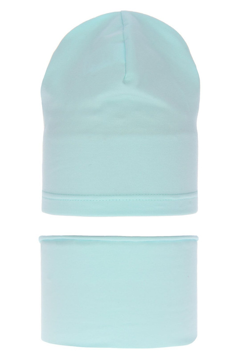 Pige efterår/forår sæt: hue og halsvarmer, mint, bomuld, Hazelka