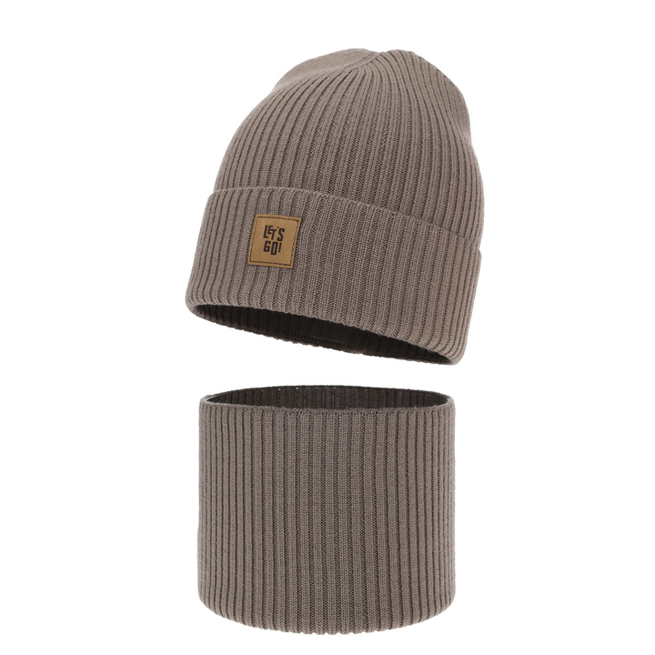 Dreng efterår/forår sæt, brun, 100% Merino Uld, Vanto