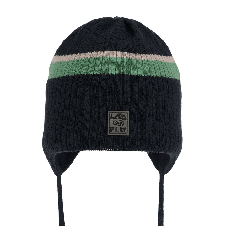 Dreng efterår/forår hue, blå, med bindebånd, Oliver