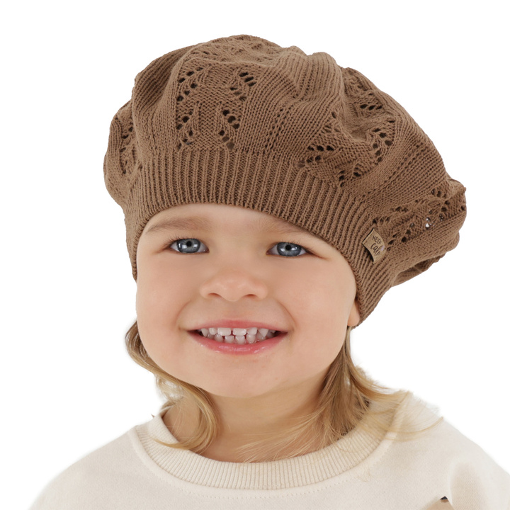 Pige efterår/forår beret, brun, Kevira