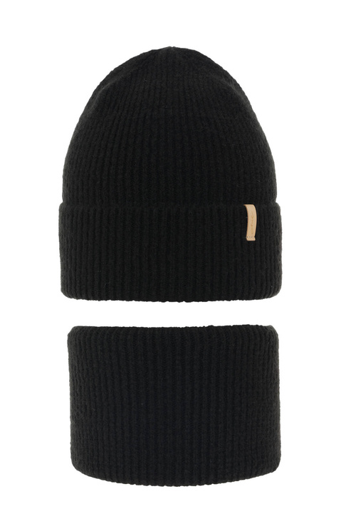 Pige vintersæt: hue og halsvarmer, sort, Edila