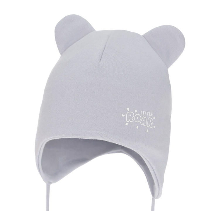 Dreng efterår/forår hue, grå, bomuld, med bindebånd, Alrik