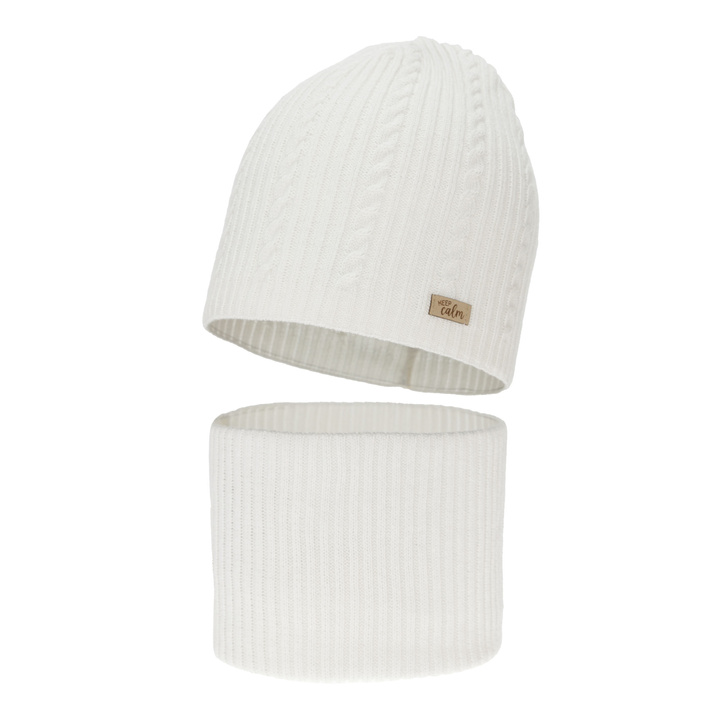 Pige efterår/forår sæt: hue og halsvarmer, kremowy, med bomuld, Ordesa