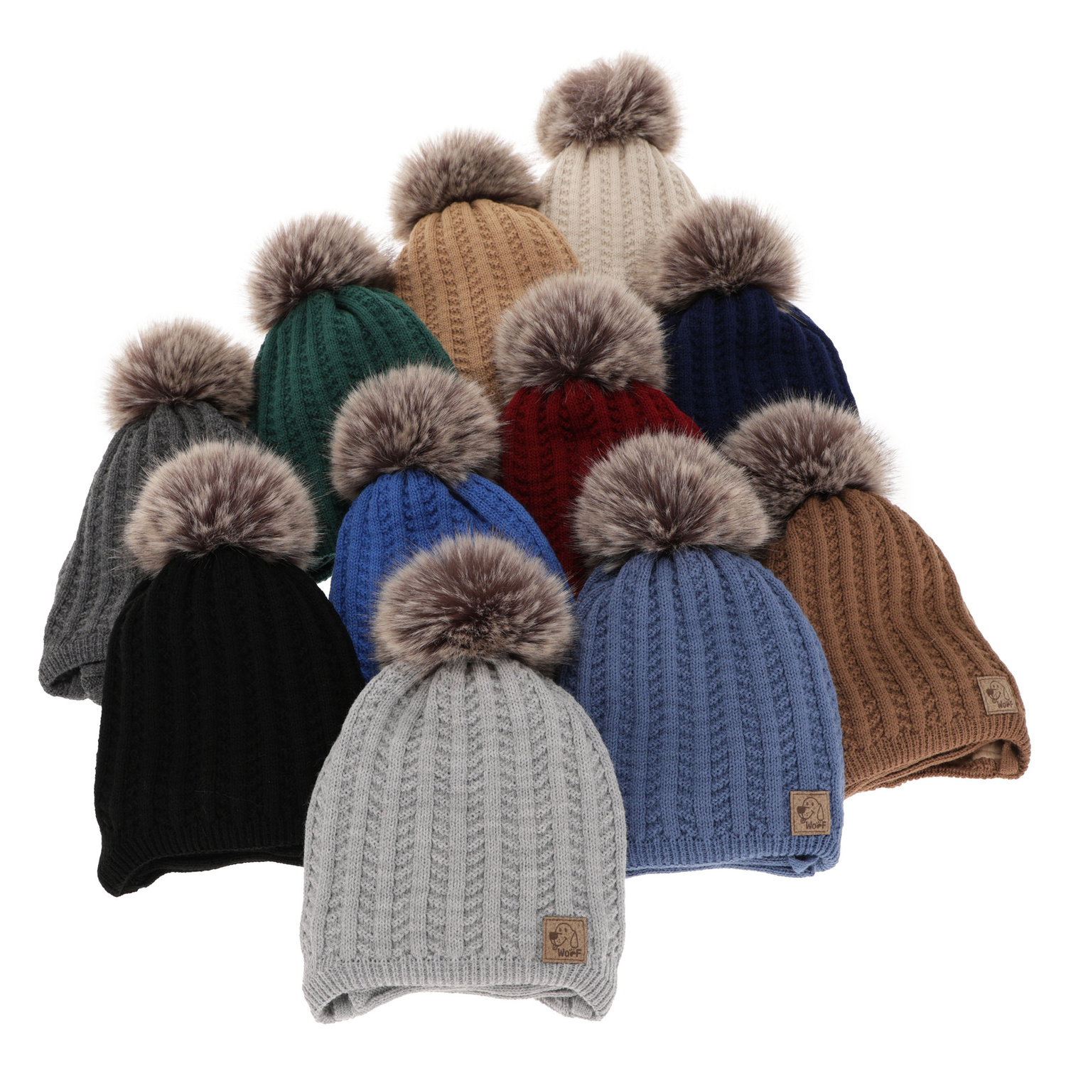 Dreng vintersæt: hue og halsrør, navy, med garn pompon, Endo