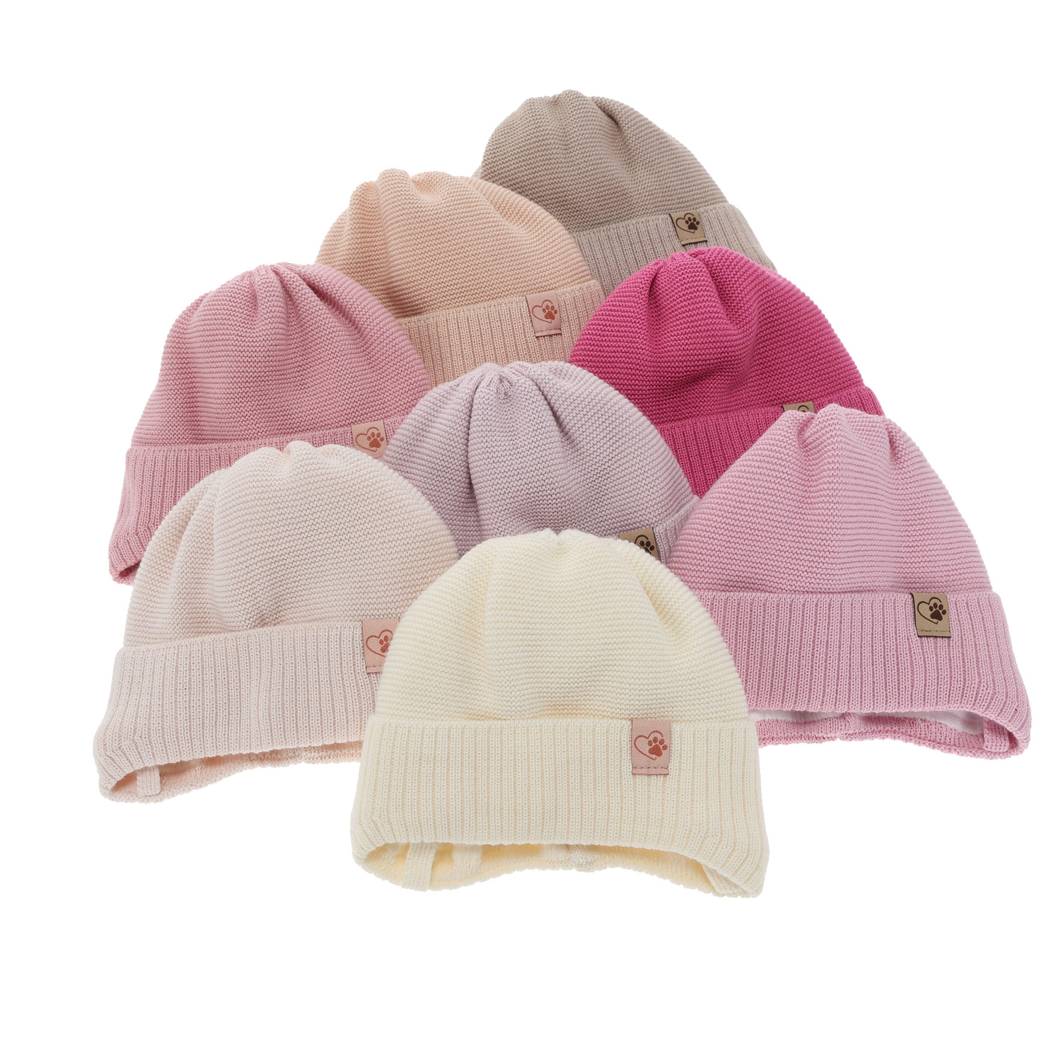 Pige vinterhue, pink, med bindebånd, med merinould, Dari