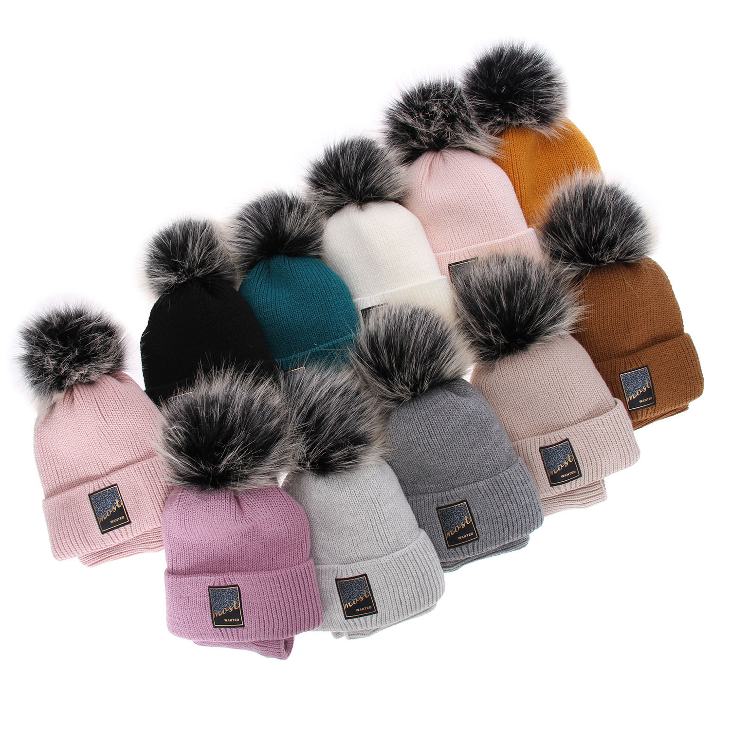 Pige vintersæt: hue og halsrør, honningfarvet, med garn pompon, Sycylia