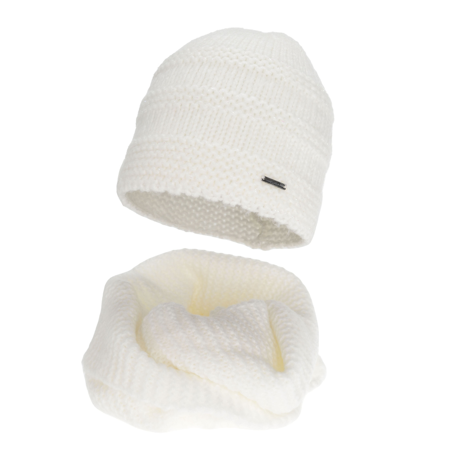 Dame vintersæt: hue og halsvarmer, kremowy, med merinould, Driva