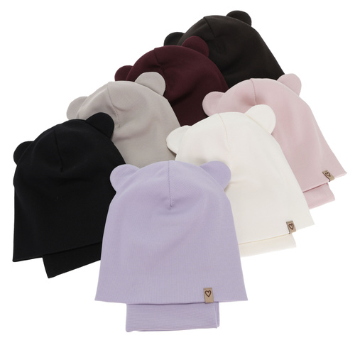 Pige efterår/forår sæt: hue og halsvarmer, lyserød, bomuld, Luminia