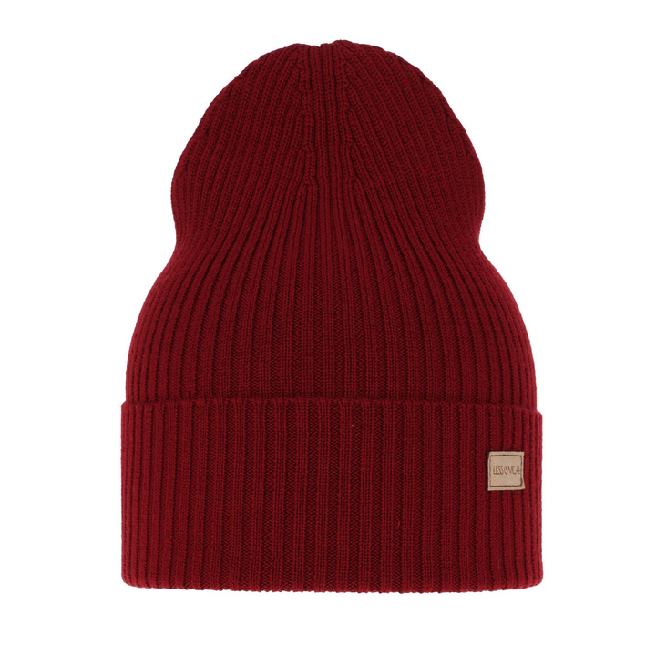 Dame vinter/forår hue, bordø, 100% Merino Uld, Sophie