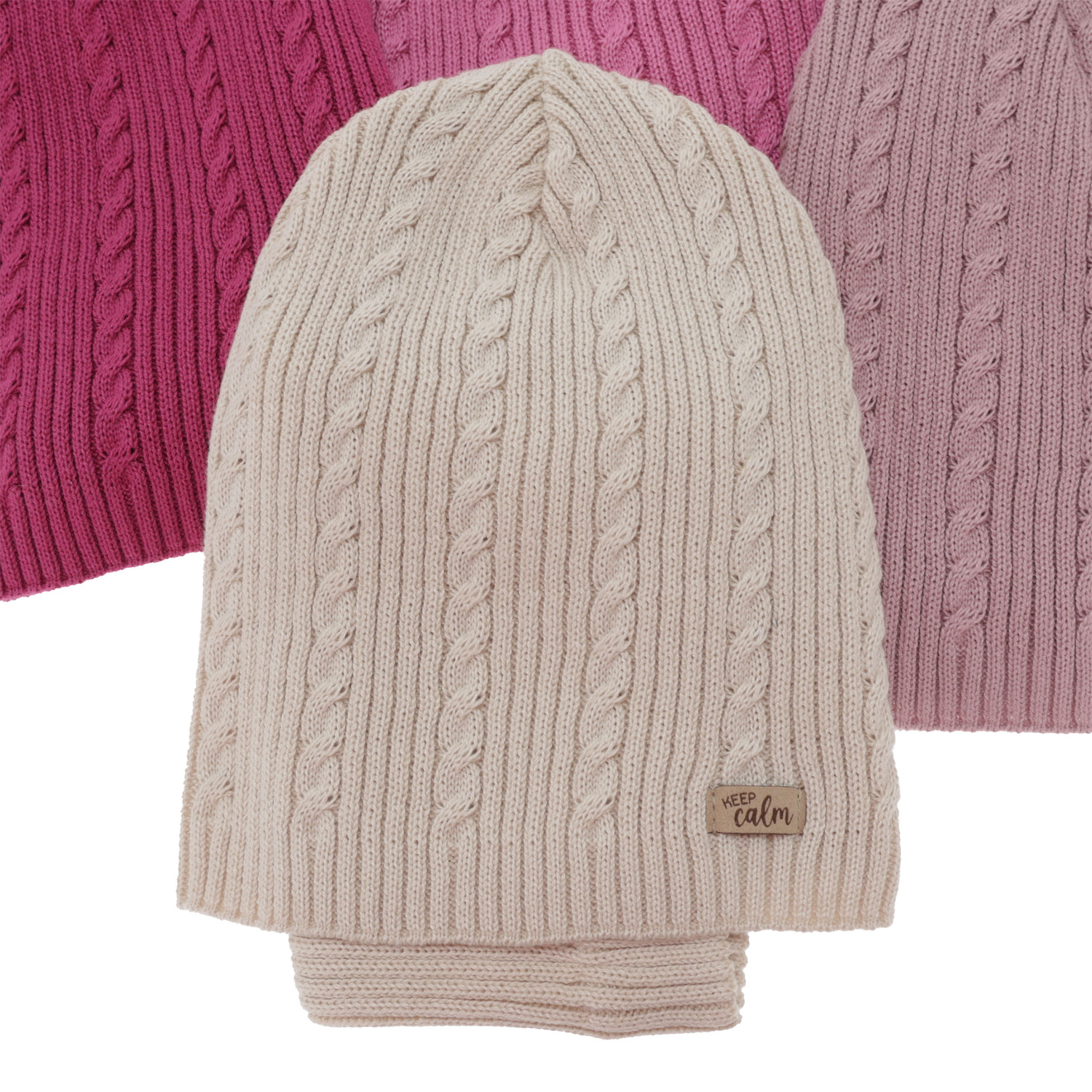 Pige efterår/forår sæt: hue og halsvarmer, lyserød, med bomuld, Ordesa