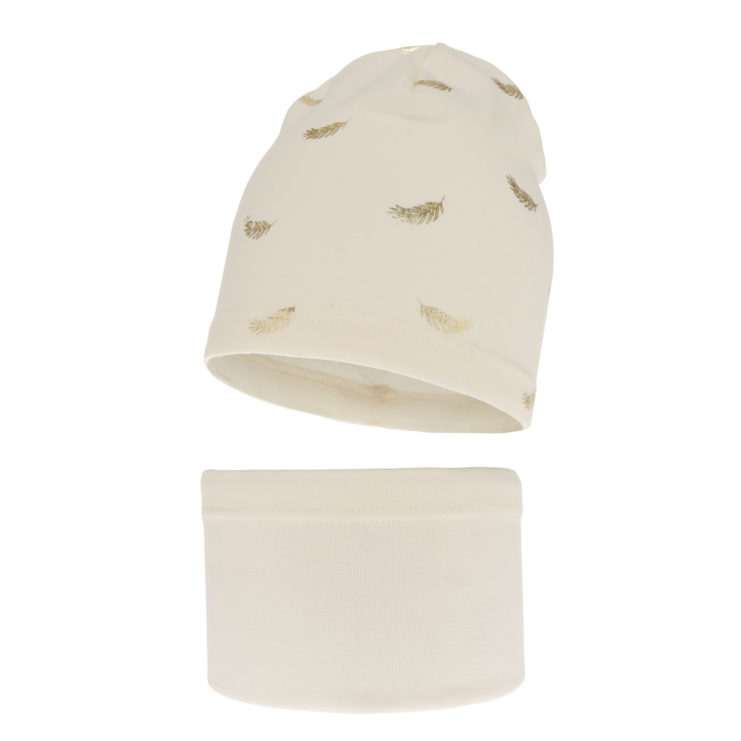 Pige efterår/forår sæt: hue og halsvarmer, kremfarvet, bomuld, Florena