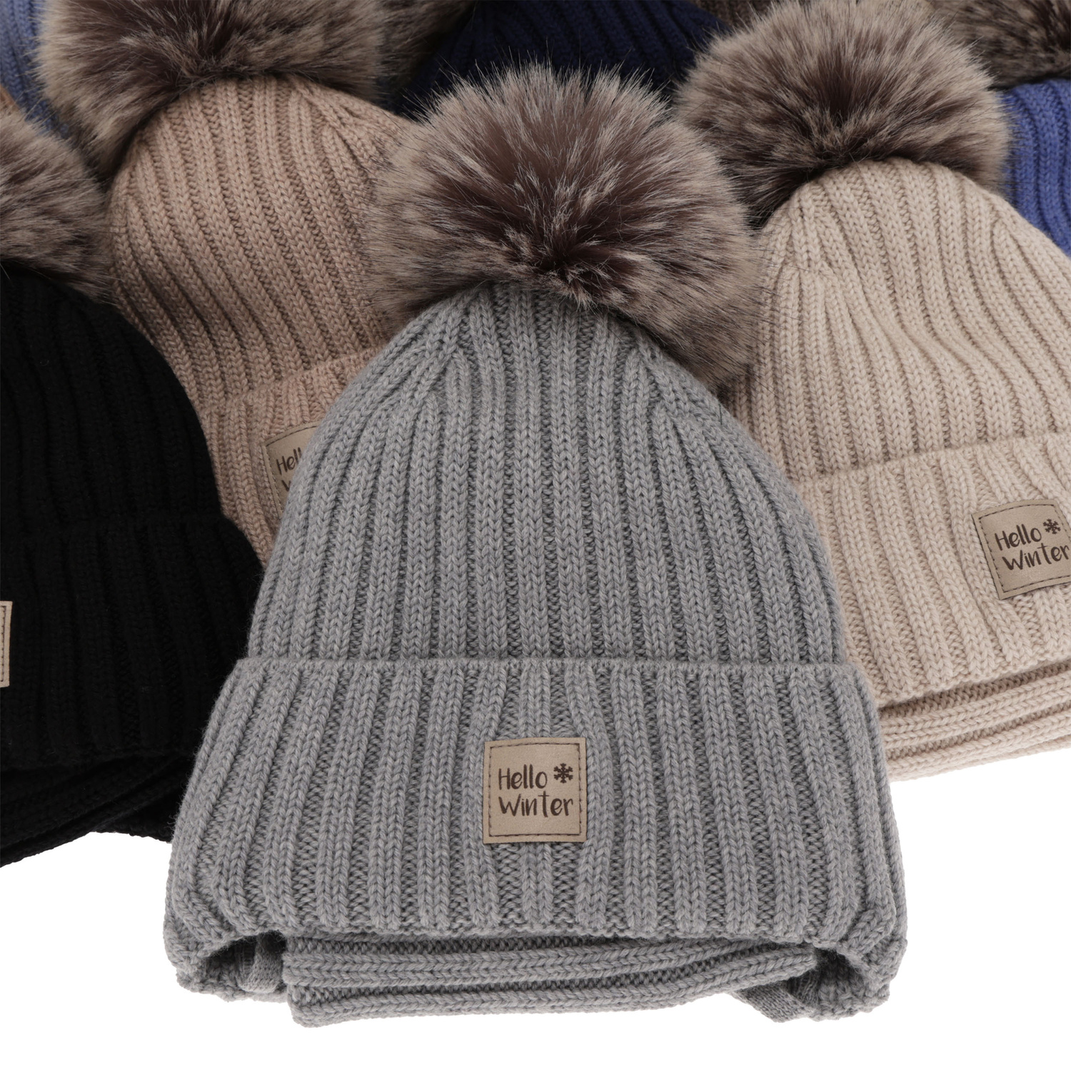 Dreng vintersæt: hue og halsrør, vinter, lys beige, med bindebånd, med merinould, foret med fleece, Morti