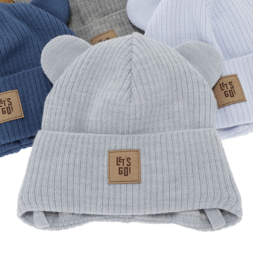 Hue med øreklapper til efterår og forår til drenge, grå, Dewin