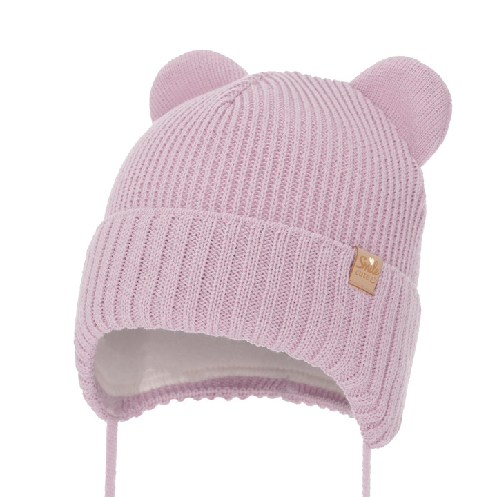 Pige vinterhue, violet, med bindebånd, med merinould, Shira