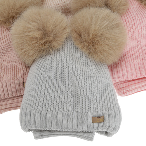 Pige hue og halsedisse, vinter sæt, hvid, 100% merinould, foret med uld fleece, Lumia