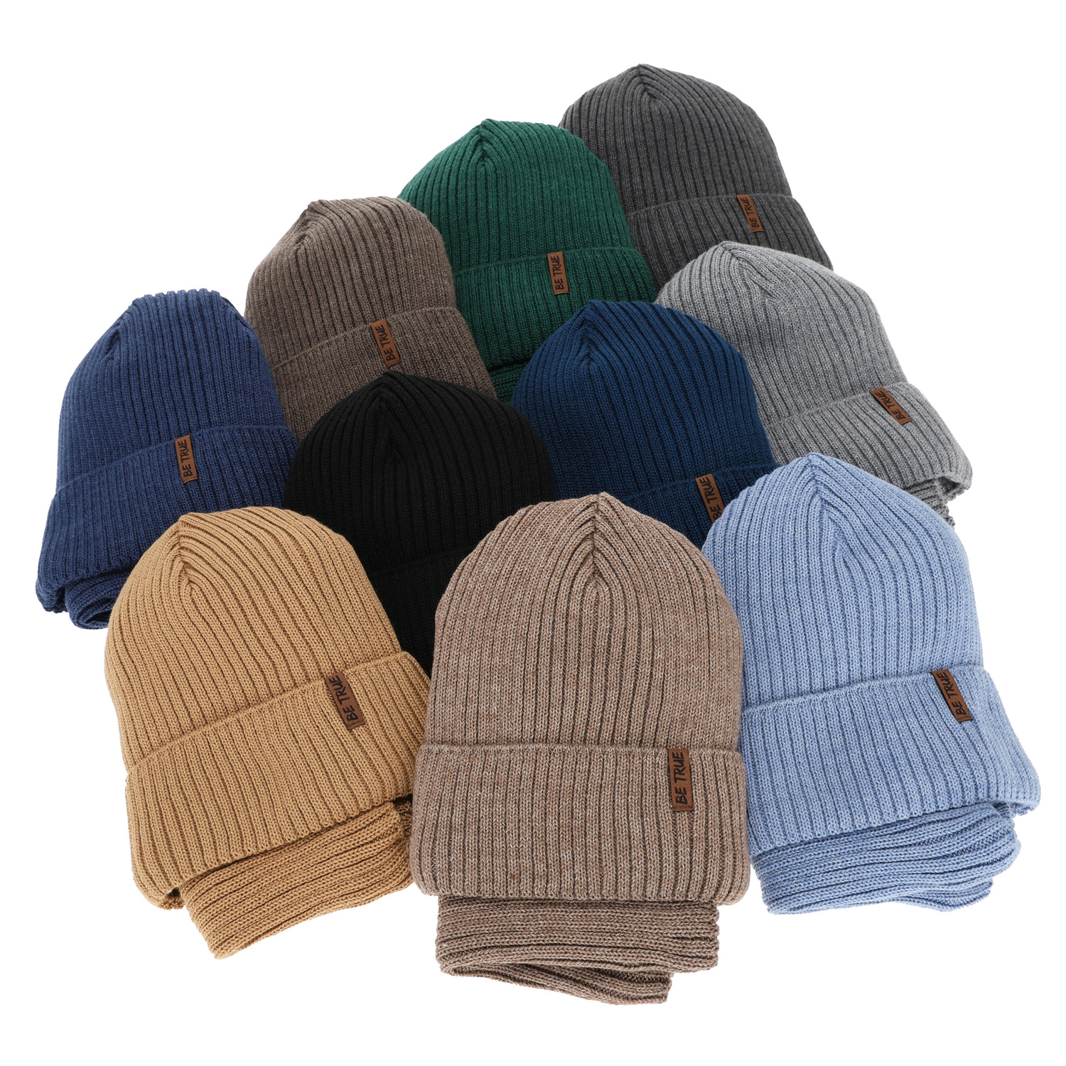 Dreng vintersæt (hue og halsvarmer), camel, foret med fleece, med merinould, Colton