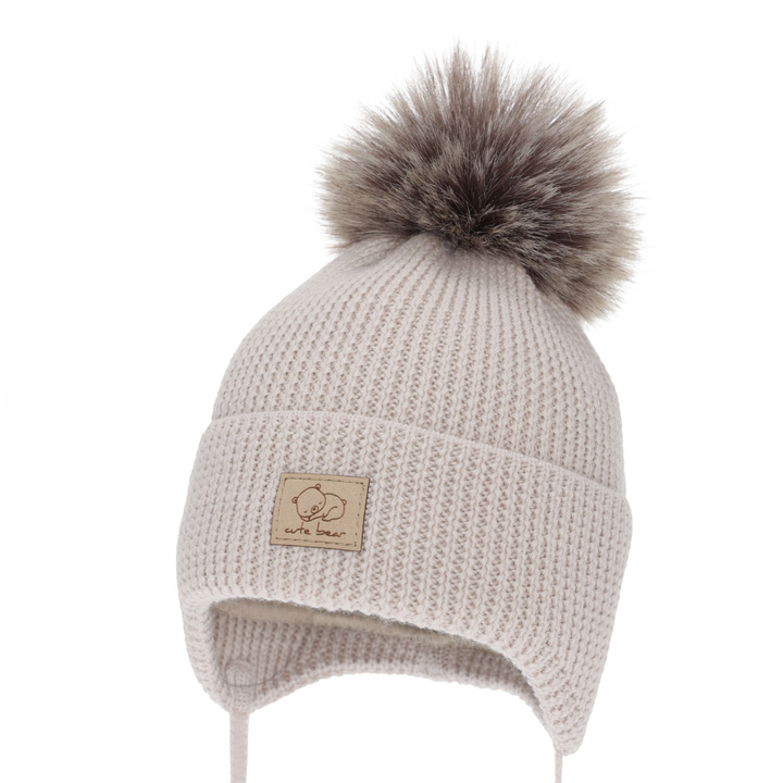 Dreng vinterhue, wiązana, 100% wełniana merino, camel, Jergen