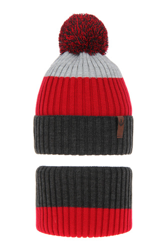 Dreng vintersæt: hue og halsvarmer, grå, Karson