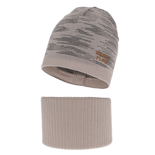 Dreng efterår/forår sæt: hue og halsvarmer, med bomuld, beige, Carter