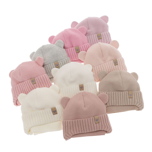 Pige vintersæt: hue og tørklæde, hvid, med bindebånd, Alice