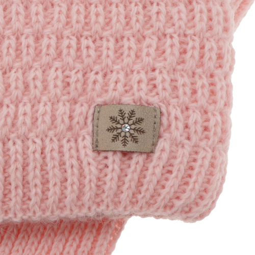 Pige vintersæt: hue og halsrør, pink, med garn pompon, Germina