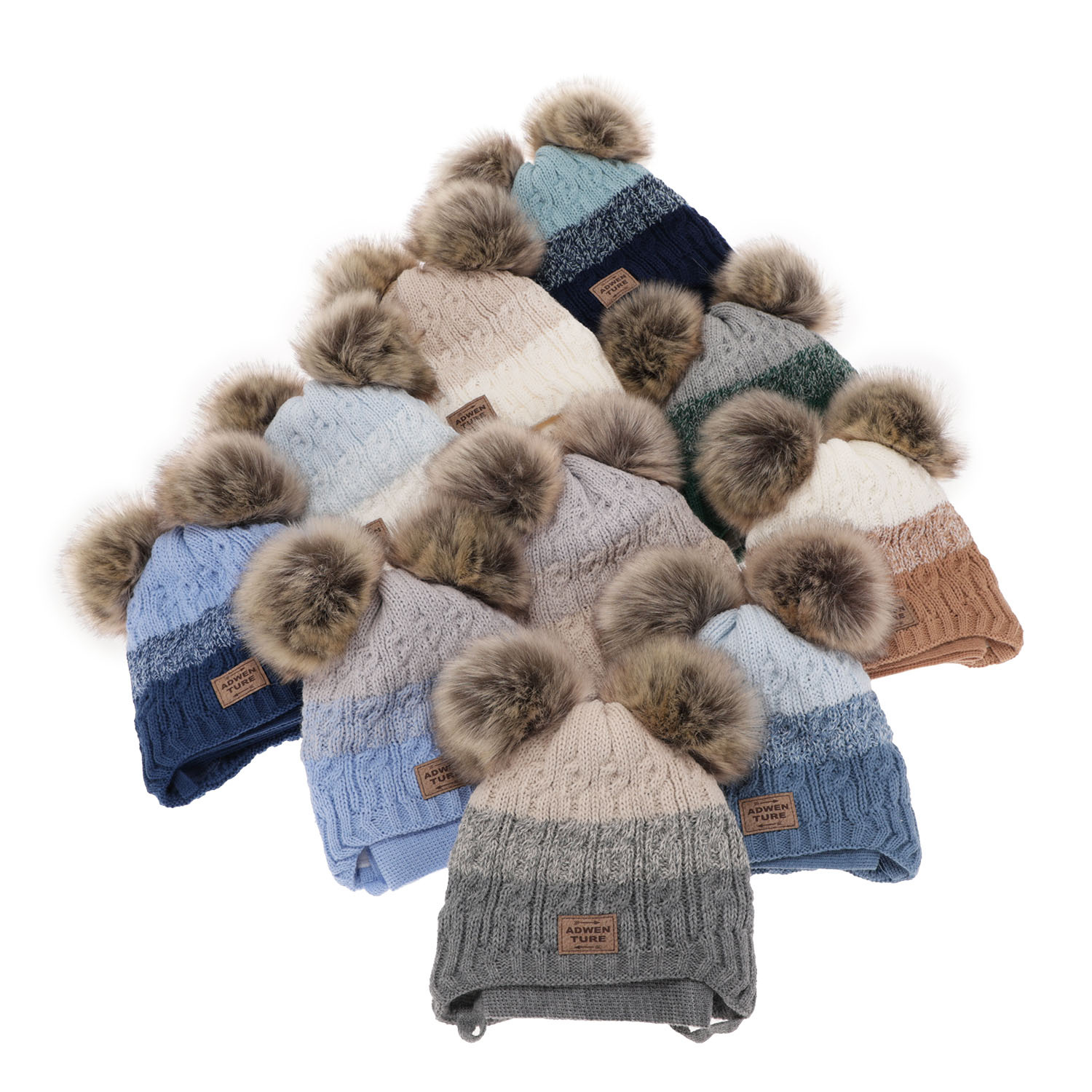 Dreng vintersæt: hue og tørklæde, navy, med to pomponer, Platon