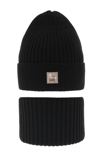 Pige vintersæt: hue og halsrør, sort, Georgina