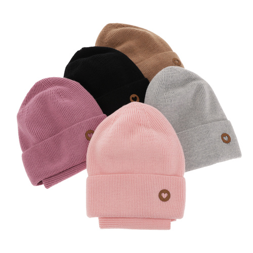 Pige efterår/forår sæt: hue og halsvarmer, pink, med merinould, Brook