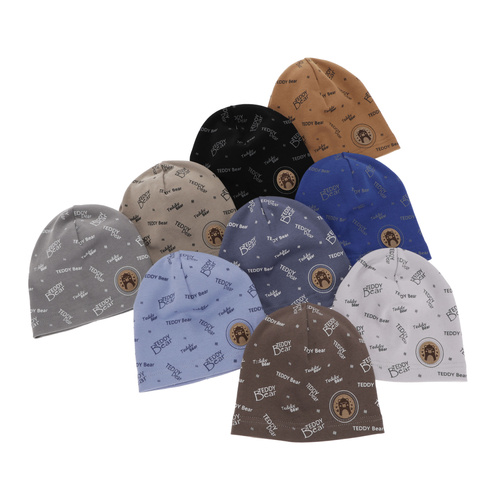 Dreng efterår/forår beret, blå, med patch, med tryk, Tedi