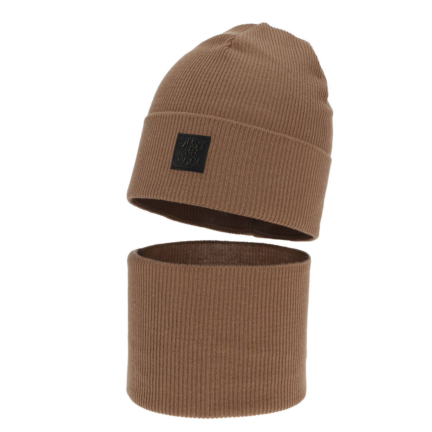 Dreng efterår/forår sæt: hue og halsvarmer, med bomuld, camel, Jonas