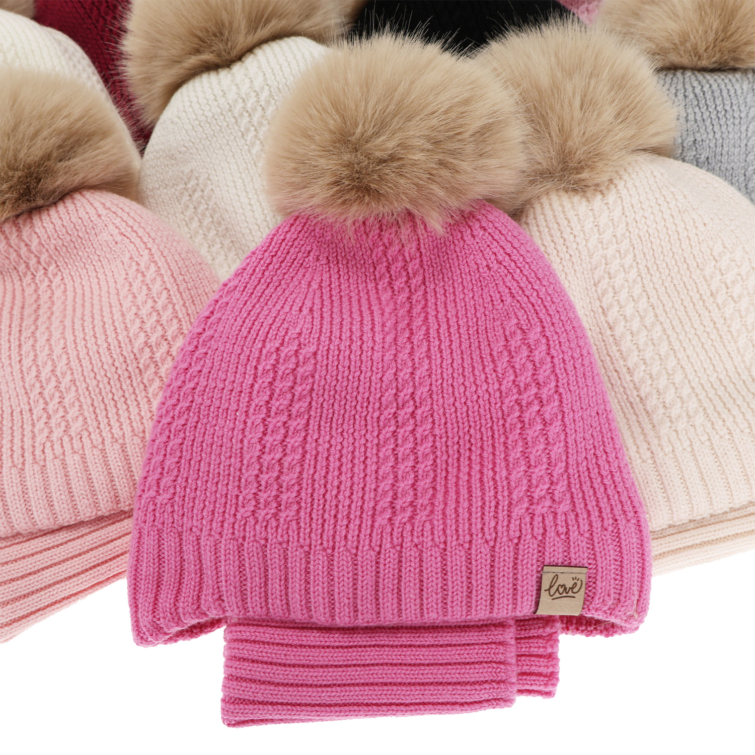 Pige vintersæt (hue og halsvarmer), hvid, 100% Merino Uld, foret med uldfuld, med bindebånd Danielle